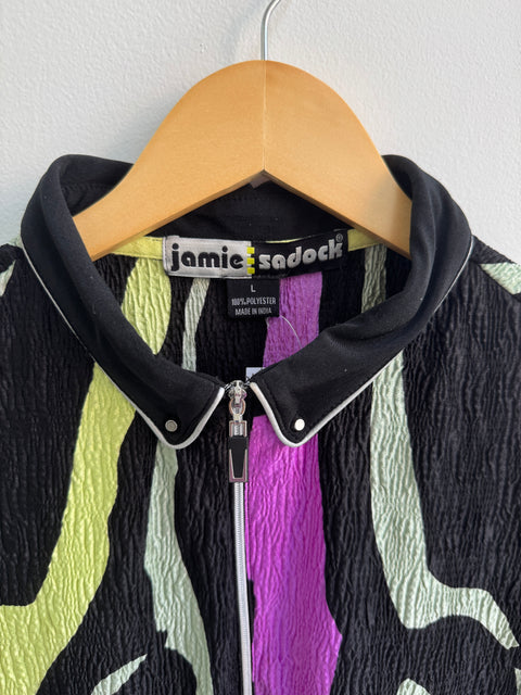 00s Jamie sadock black purple printed tank with zip Size L