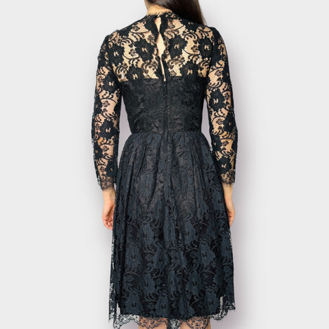 1950s Style Black Lace Dress Size XS