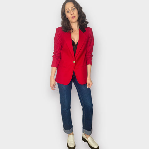 90s Sag Harbor Wool Blazer with Black Collar Size M