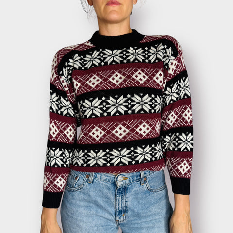 80s American Pride Snowflake Sweater Size S