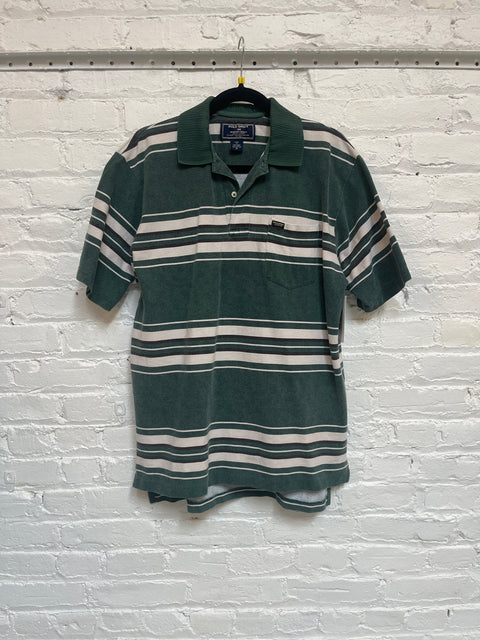 90s Polo Sport Green Stripe Polo Size M