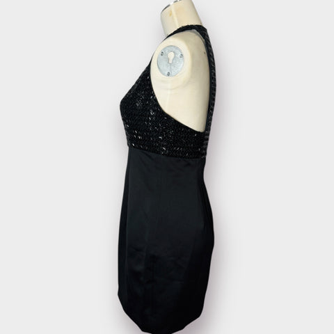 90s Black Tie Oleg Cassini Beaded Mini Dress Size S