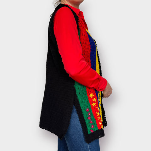 70s Multicolor Handmade Vest Size XL
