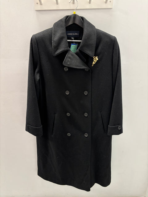 90s Anne Klein Black Wool Overcoat size L