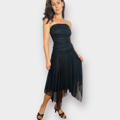 Y2K Dressbarn Black Strapless Party Dress Size M