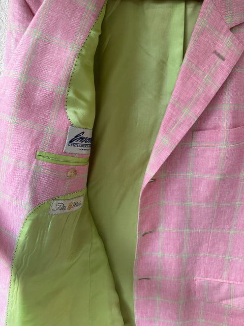 Peter Millar Pink Lime Plaid Blazer Size 44R