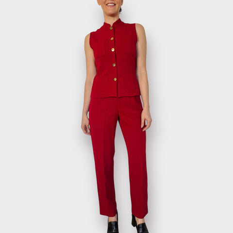 90s Harolds Red Trouser and Shell Vest Set Size S