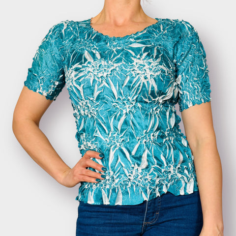90s Teal White Stretch Top Size S-L
