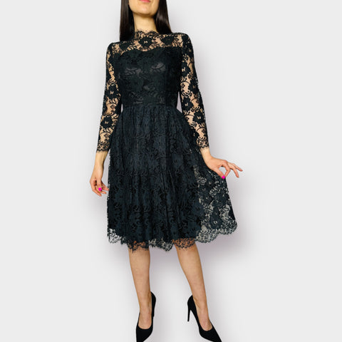 1950s Style Black Lace Dress Size XS