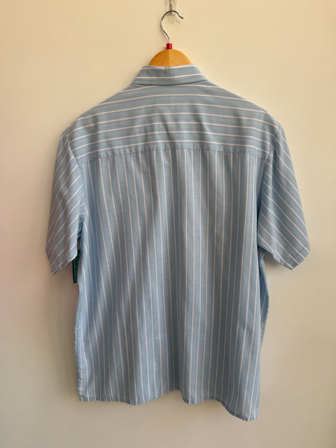 90s Crescent Bay Blue Striped Button Front Size L