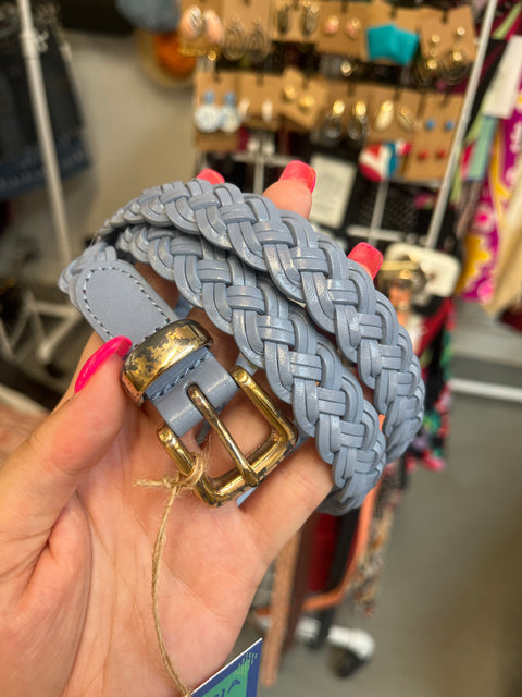 Talbots Light Blue Leather Belt Size L