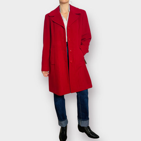 2000s Fleet Street Red Wool Blend Overcoat
