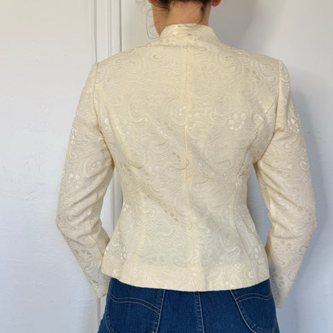 80s Karen Miller cream embellished Top Size M