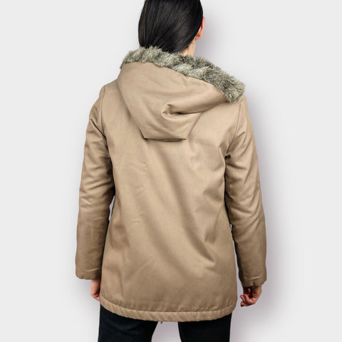 70s Smug Light Brown Coat with Hood Size M