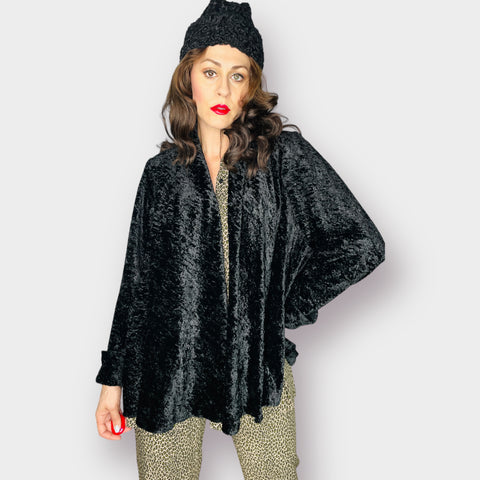 2000s Dressbarn Black Fuzzy Jacket Size L