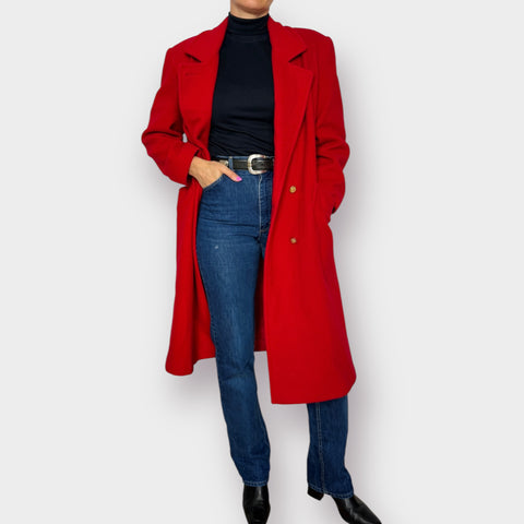 80s Noble Fashions Red Over Coat Size M