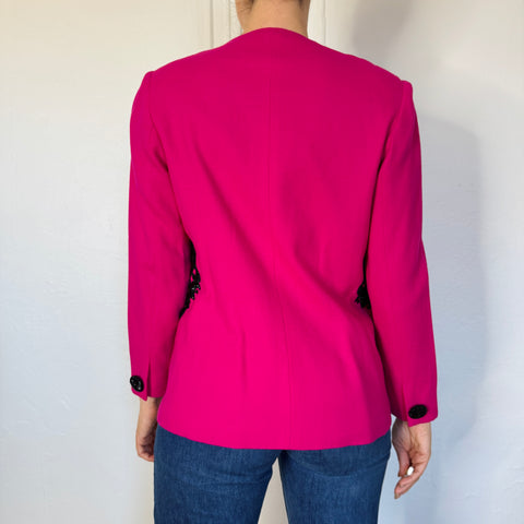 90s Lillie Rubin Pink Blazer with Black embellishment Size M