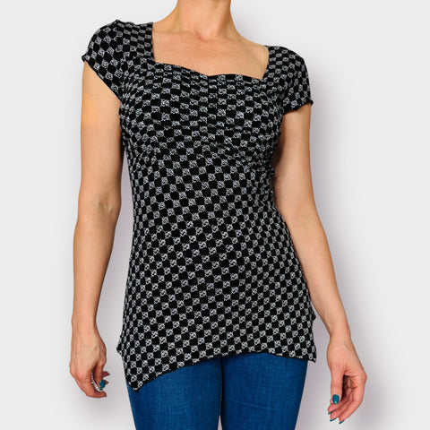 90s Dressbarn Black Silver Sparkle Top size M