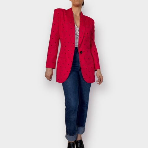 90s Lord & Taylor Pink Polka Dot Blazer size S