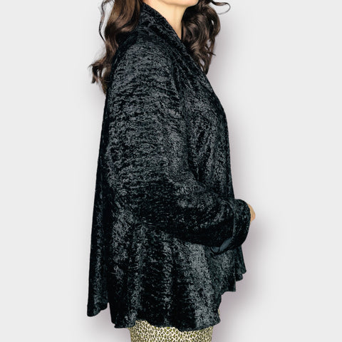 2000s Dressbarn Black Fuzzy Jacket Size L