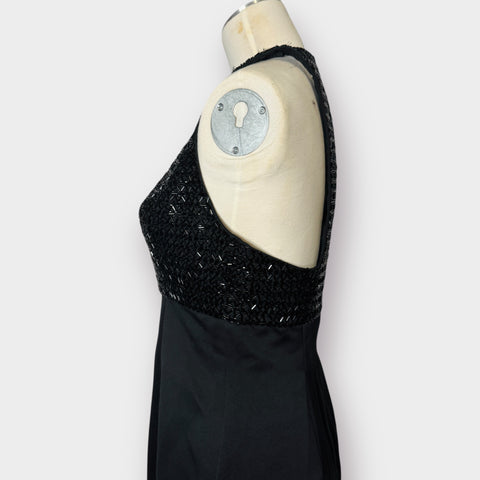 90s Black Tie Oleg Cassini Beaded Mini Dress Size S