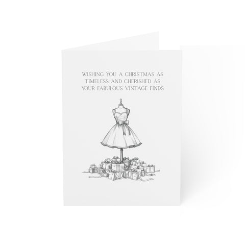 DIGITAL DOWNLOAD Vintage Lovers Christmas Holiday Greeting Cards - Dress & Presents