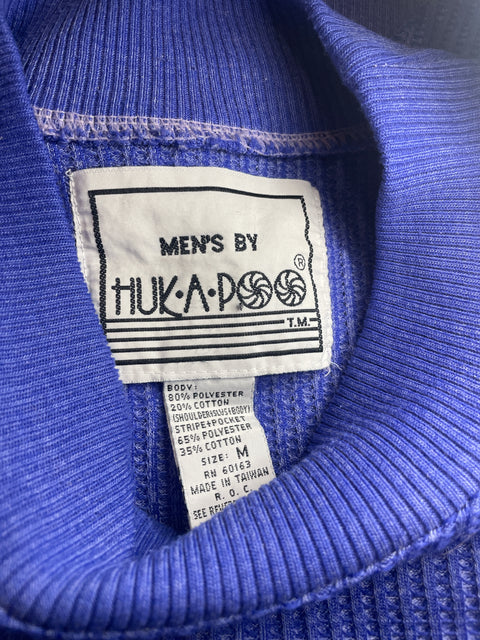 80s Huk A Poo Blue Waffle Knit Banded Top