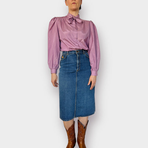 80s Jo Hardin Lavender Blouse Size L