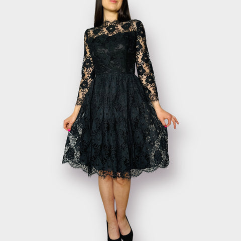 1950s Style Black Lace Dress Size XS
