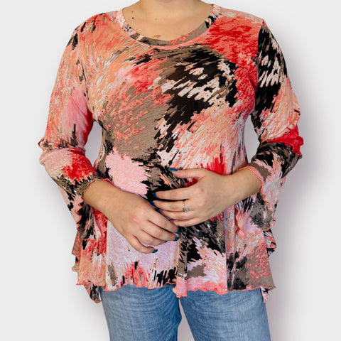 90s Vine Street Peach Black Mesh Top Size L