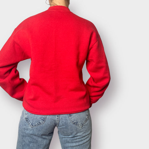 90s Fruit of the Loom Red Crewneck with Cut Out Christmas Tree Size L