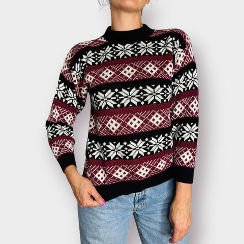 80s American Pride Snowflake Sweater Size S