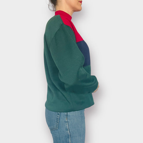 90s Bold Spirit Color Block Holiday Sweatshirt Size S