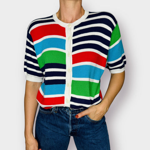 90s HKA Design Striped Button Front Sweater Size L