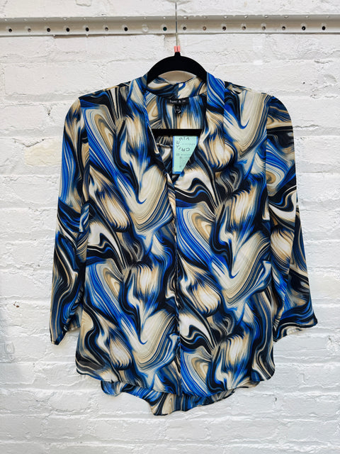 2000s Sami & Jo Marbled Blouse Size S