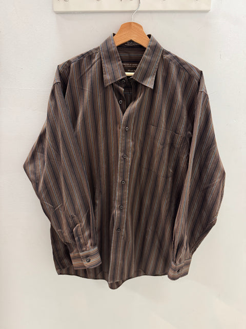 Y2K Forsyth of Canada Brown Striped Button Up Size L
