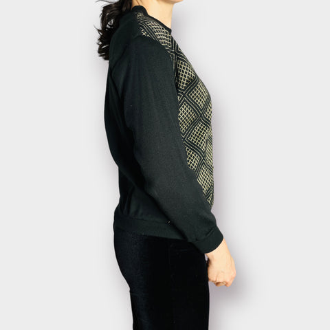 90s Land and Sea Gold and Black Vest Top Combo Size L