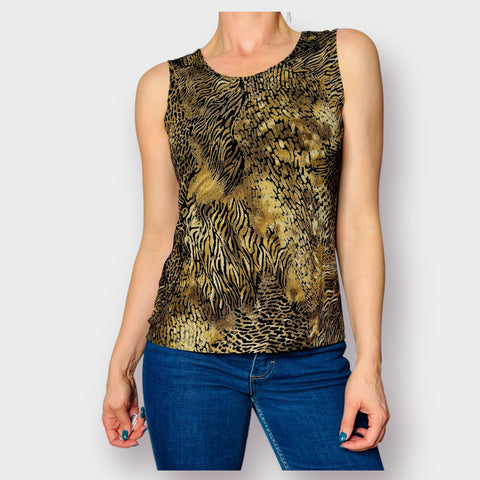 90s Notations Cat Print Textured Tank Size S/M