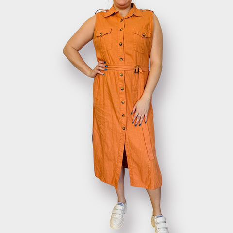 00s Avenue Orange Linen Blend Dress Size XL