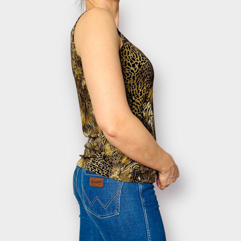 90s Notations Cat Print Textured Tank Size S/M
