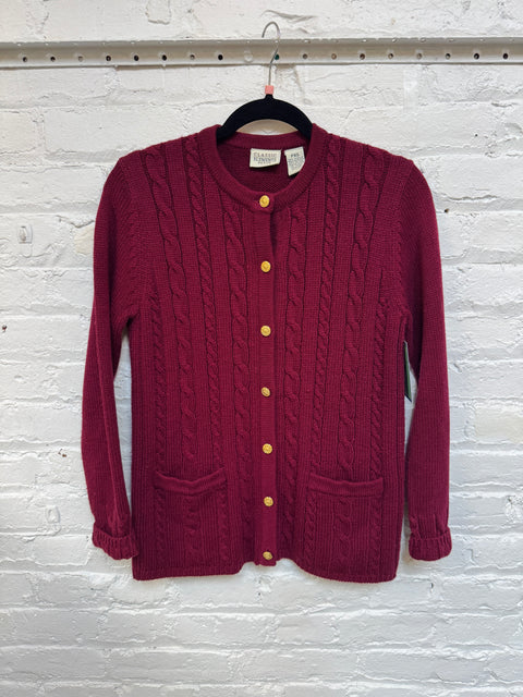 90s Classic Elements Maroon Cardigan Size PXS