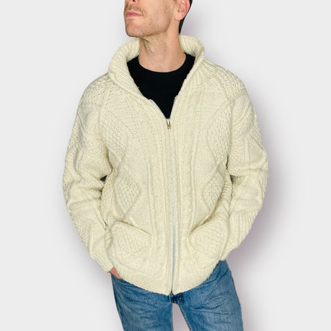 90s World of Wool Cream Fisherman Sweater