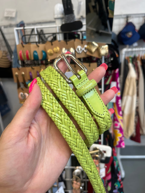 Talbots Lime Leather Belt Size M