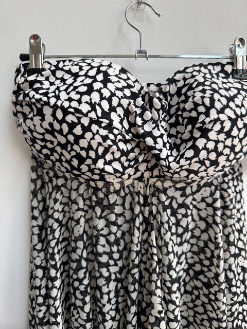 00s Black white strapless top