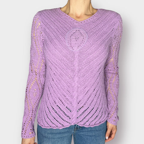 2000s Wintersilks Purple Crochet Top
