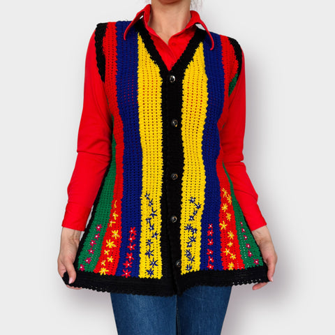 70s Multicolor Handmade Vest Size XL