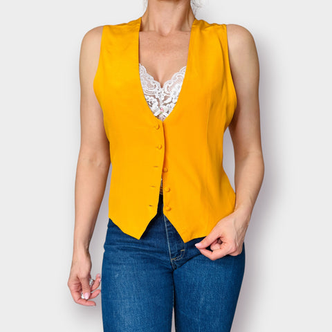 90s Spenser Jeremy Yellow Silk Vest Size M