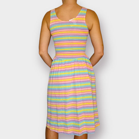 80s Times Up Pastel Rainbow Dress Size XS