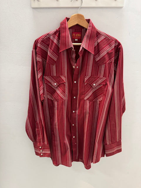 90s Plains Burgundy Pearl Snap Size L