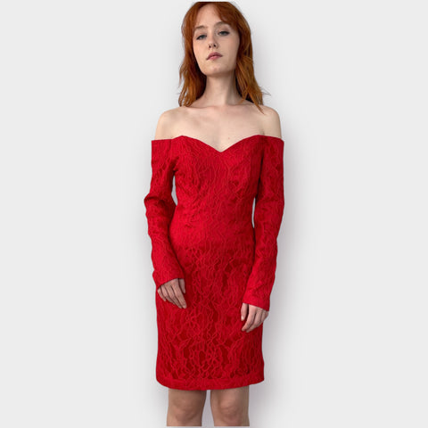 90s Paris Sports Club Red Lace Dress Size XS